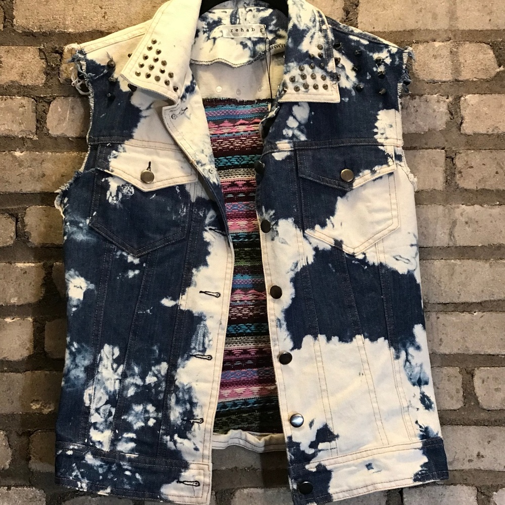 Studded Jean Vest fabric back, brand new with tag